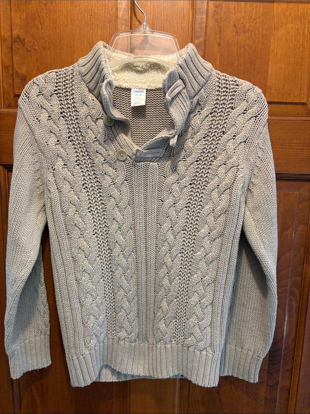 Gymboree Cozy Cable Knit Mock Neck Sweater - Light Gray